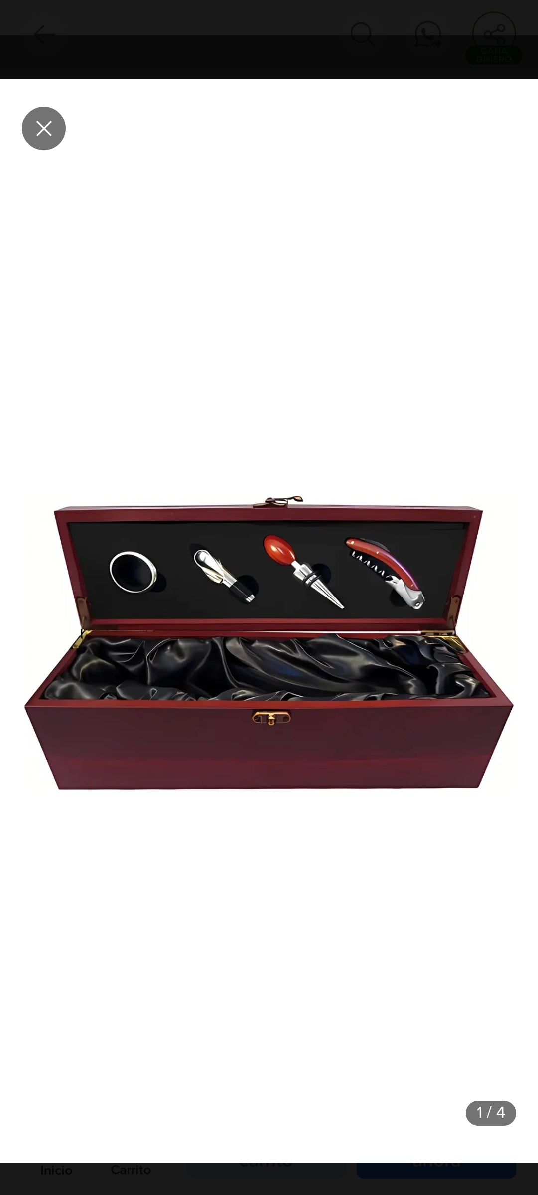 Caja de madera 4 accesorios