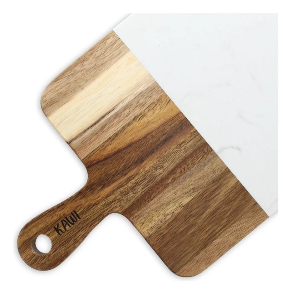 Tabla aperitivo rectangular madera de acacia y mármol